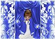 Lady with Blue Drapes in Floral Doors Gatefold