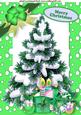 Christmas Tree with Presents in Green Snow Frame A4