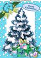 Christmas Tree with Presents in Turq Snow Frame A4