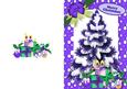 Christmas Tree in Purple Snow Frame A5 Card