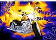 Electric Blue Abstract with Motor Bike A4