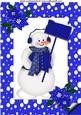 Snowman in Electric Blue Snow Frame A4