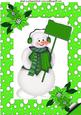 Snowman in Green Snow Frame A4