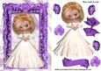 Pretty Lady in White Dress Purple Ornate Frame