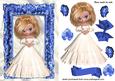 Pretty Lady in White Dress in Blue Ornate Frame