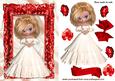 Pretty Lady in a White Dress in a Red Ornate Frame