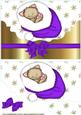 Little Kitty in Purple Santa Hat on a Scalloped Envelope