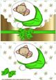 Little Kitty in Green Santa Hat, on a Scalloped Envelope