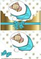 Little Kitty in Turq Blue Santa Hat, Scalloped Envelope