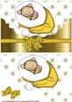 Little Kitty in Gold Santa Hat, on a Scalloped Envelope