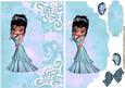 Little Lady in Blue Dress, on Scalloped Envelope
