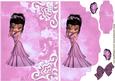 Pretty Lady in Pink Dress, on Scalloped Envelope