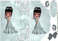 Little Lady in Silver Dress on a Scalloped Envelope