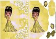 Little Lady in Gold Dress, on a Scalloped Envelope