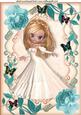 Pretty Lady in Turq Rose Floral Frame A4