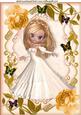 Pretty Lady in Gold Rose, Floral Frame A4