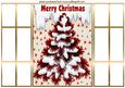Red Christmas Tree with Snow, French Gatefold