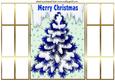 Blue Christmas Tree with Snow, French Gatefold