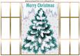 Turq Christmas Tree with Snow, French Gatefold