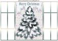 Silver Christmas Tree with Snow, French Gatefold