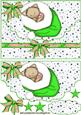 Green Santa Hat, with Kitty on a Scalloped Envelope