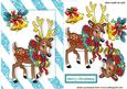 Santa's Reindeer with Bells in Turq Frame