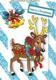 Santa's Reindeer with Bells in Turq Frame A4