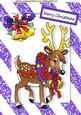 Santa's Reindeer with Bells in Purple Frame A4
