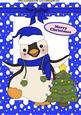 Jolly Little Christmas Penguin with Blue Bow A4