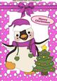 Jolly Little Christmas Penguin with Pink Bow A4