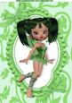 Little Faerie in Green Bead Frame with Bows A4