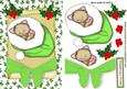 Little Kitty on a Scroll with Big Green Bow