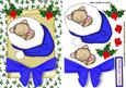 Little Kitty on a Scroll with Big Blue Bow