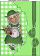 Sweet Little Girl in Green on Scalloped Envelope A4
