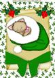 Sweet Little Kitty in Green on a Scroll A4