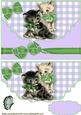 Cute Pair of Kitties with Green Bow, on Scalloped Envelope