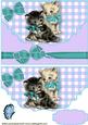 Cute Pair of Kitties with Turq Bow on a Scalloped Envelope
