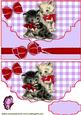 Cute Pair of Kitties with Red Bow on Scalloped Envelope