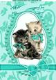 Lovely Kitties in Bead Frame with Turq Bows
