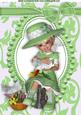 Little Girl in Green with Doves in Bead Frame A4