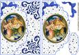 Nativity in Glass on Blue Scalloped Envelope