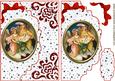 Nativity in Glass on a Red Scalloped Envelope