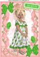 Strawberry Girl in Pretty Green Dress with Butterflies A4