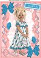 Strawberry Girl in Pretty Turq Dress with Butterflies A4