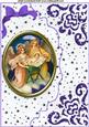 Nativity in Glass on Purple Scalloped Envelope A4