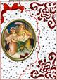 Nativity Scene in Glass on Red Scalloped Envelope A4