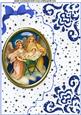 Nativity in Glass on Blue Scalloped Envelope A4
