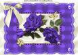 Purple Roses and Cream Bow on Vintage Lace A4