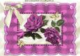 Pink Roses and Cream Bow on Vintage Lace A4