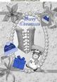 Ladies Silver Basque with Blue Santa Hat & Stocking A4